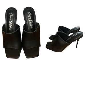 Cape Robbin Black Mules Square Toe Slip-On Heels NEW